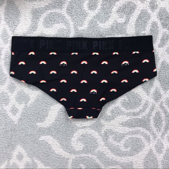 Victoria’s Secret Black Logo Hipster Panties Rainbow 🌈 Design Medium NWT! - Picture 2 of 5